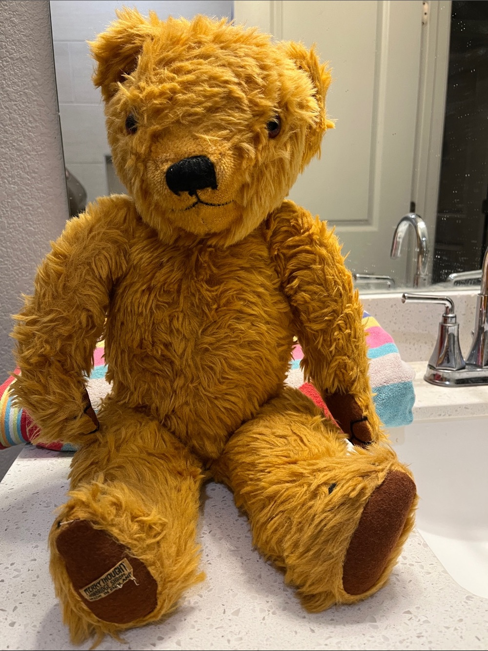 Vintage Golden Plush merry thoughts Teddy Bear - Soft Mohair Look